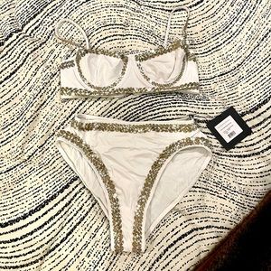 Norma Kamali White Studded Bikini NWOT